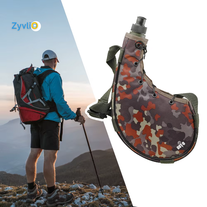 800mL Outdoor Sports Water Bottle – Portable Kettle with Shoulder Strap for Hiking, Camping & Backpacking - Zyvlio