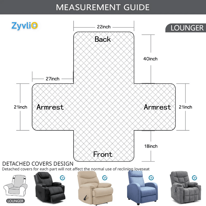 Recliner Chair Waterproof Slipcover | Durable & Stretchable Protector for Pets, Kids & Nursing Parents - Zyvlio