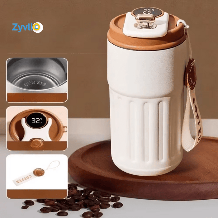 450mL Smart Thermal Mug – Stainless Steel Vacuum Bottle with Temp Display - Zyvlio