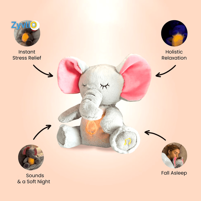 Peek a boo Talking Elephant | 4 Modes Baby Breathing Soothing Elephant - Zyvlio