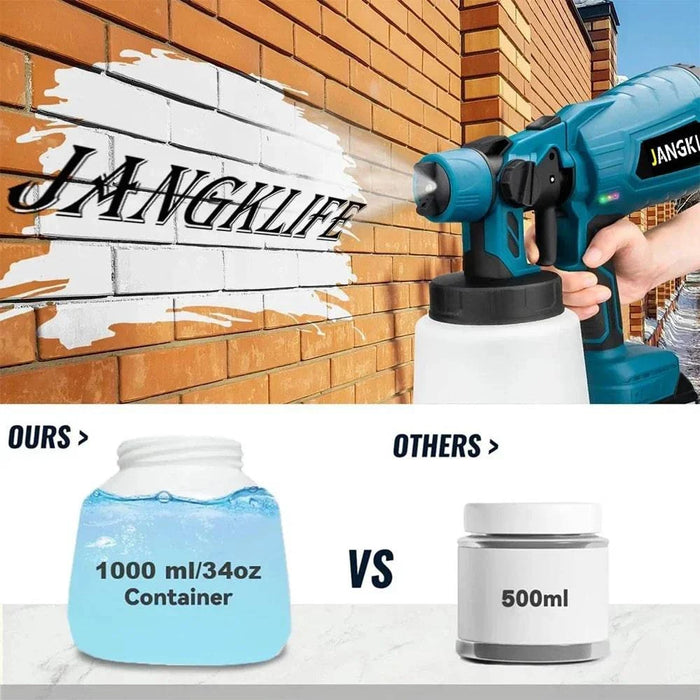 1000ML Cordless Electric Paint Sprayer | 18V High-Power HVLP Spray Gun for Effortless Painting - Zyvlio