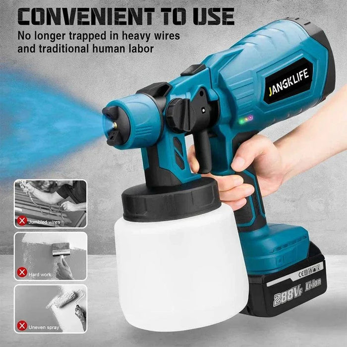 1000ML Cordless Electric Paint Sprayer | 18V High-Power HVLP Spray Gun for Effortless Painting - Zyvlio