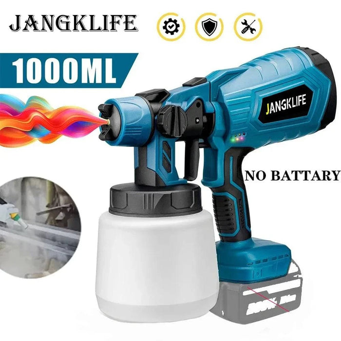 1000ML Cordless Electric Paint Sprayer | 18V High-Power HVLP Spray Gun for Effortless Painting - Zyvlio